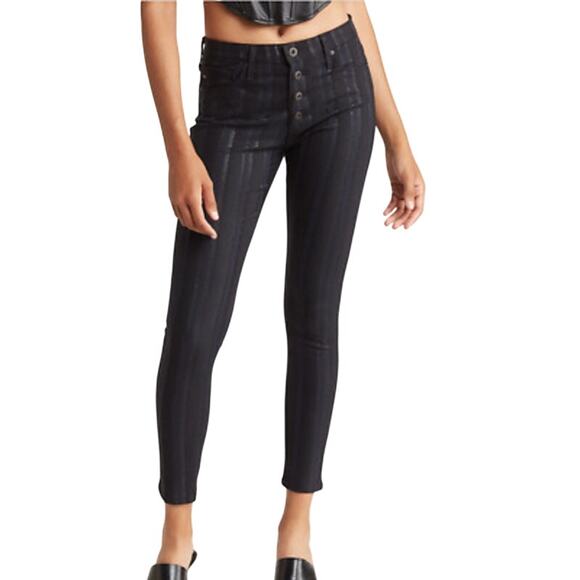 Ag Adriano Goldschmied Pants - AG Adriano Goldschmied Womens Farrah Skinny Ankle Jeans 25 US 0 Black Stripe NWT